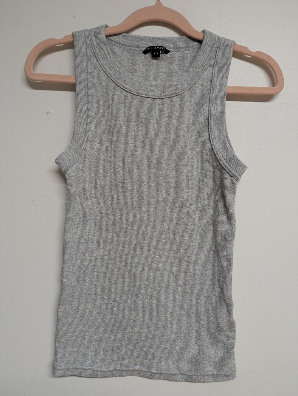 Tahari Light Grey Ribbed Racerback Tank - Picture 3 of 6